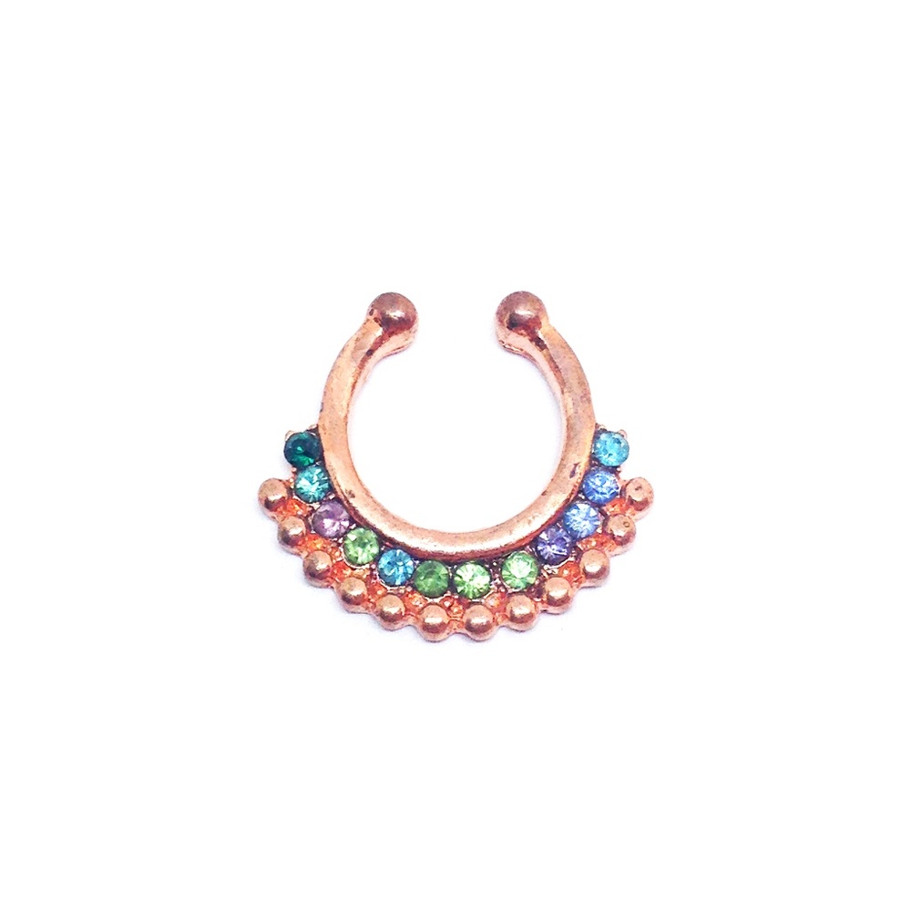 Faux Septum Ring in Rose Gold tone + Jewels
